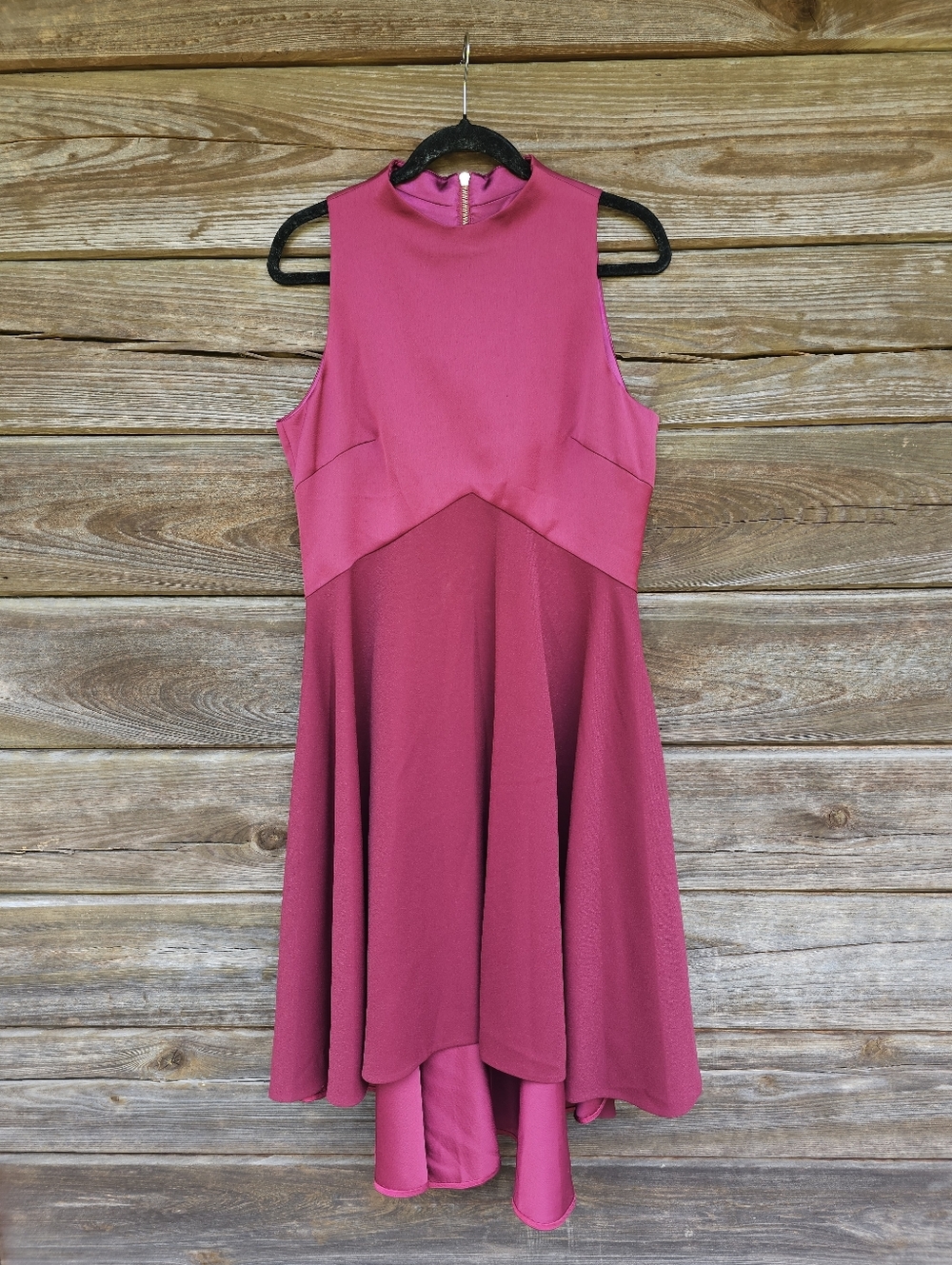 Ted Baker London Maroon High Neck Fit Flare Dress High Low Size 4 (US 8/10) NWT